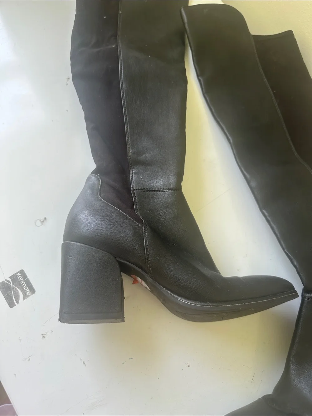 Marc Fisher Black Over-the-Knee Block Heel Boots